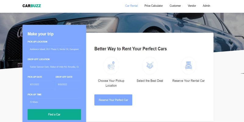 Car booking system with Admin and Frontend