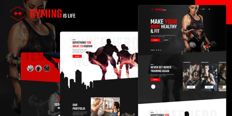 Gyming-Is-Life Template - UI Adobe Photoshop 