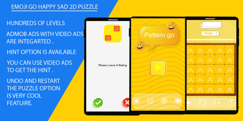 Emoji Go Happy Sad 2d Puzzle Unity Game