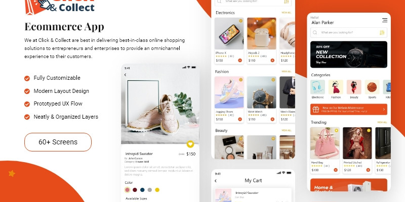 Click And Collect App - Adobe XD Mobile UI Kit 