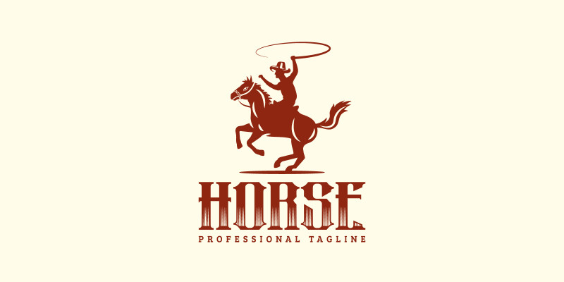 Antique Vintage Elegant Horse Cowboy Logo