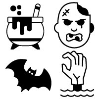 Halloween Outline Color and Glyph Vector Icons