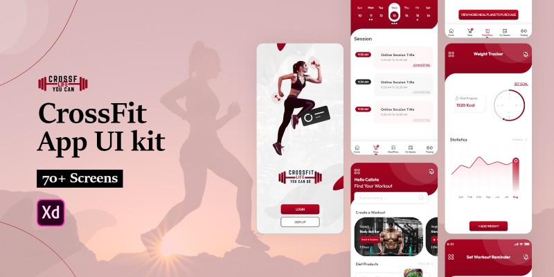 CrossFit Fitness And Workout App - Adobe XD