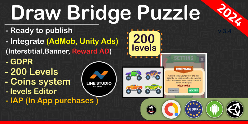 Draw Bridge Puzzle - Unity Project With Admob