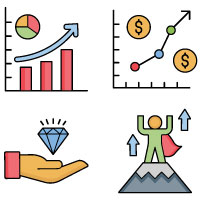 Business Targets and Growth Icons Pack