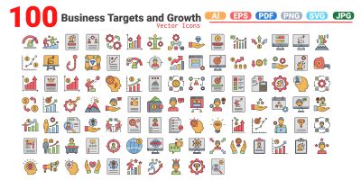 Business Targets and Growth Icons Pack