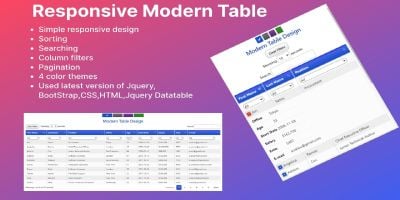 Responsive Modern Table jQuery