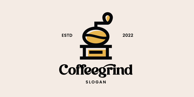 Unique Coffee Grinder Logo Design