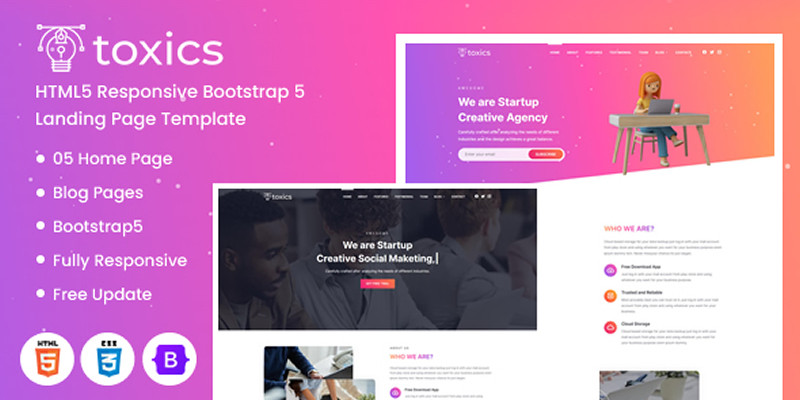 Toxics - Responsive Bootstrap 5 Landing Page