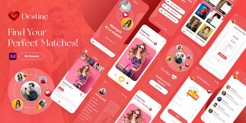 Destine Dating App - Adobe XD Mobile UI Kit 