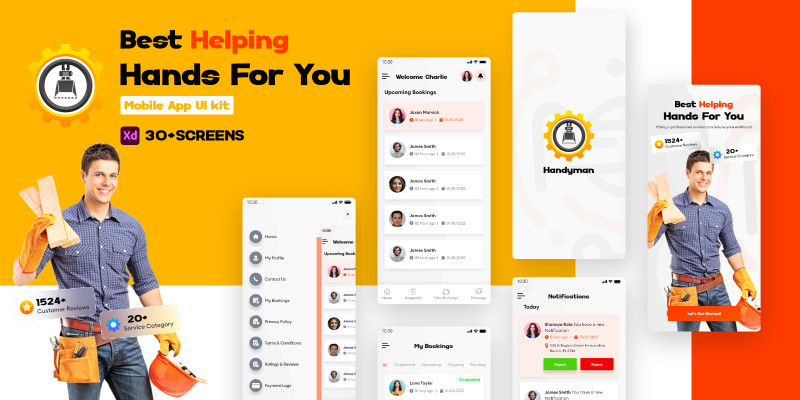 Handyman App - Adobe XD Mobile UI Kit 