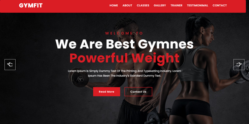 Gymfit Gym and Fitness Landing Page Template