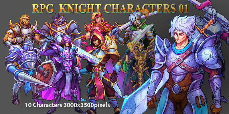 10 RPG Knight Characters Set 01