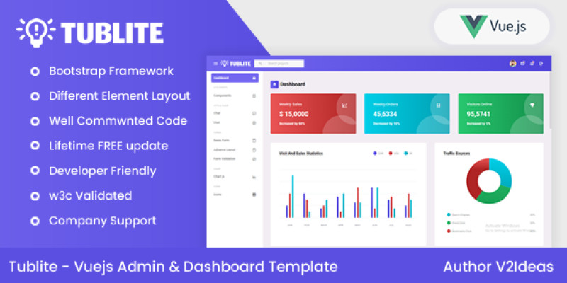 Tublite – Vuejs Admin and Dashboard Template