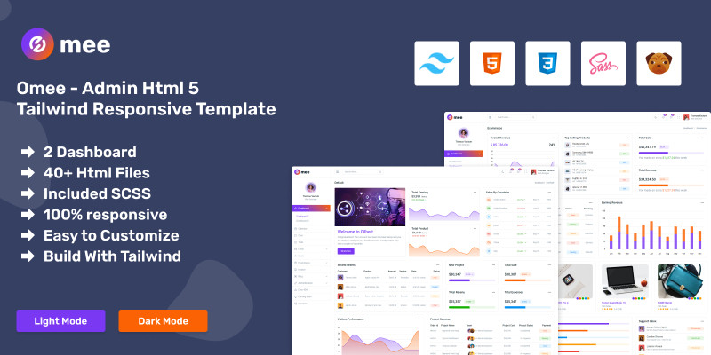 Omee - Admin Html 5 Tailwind Responsive Template