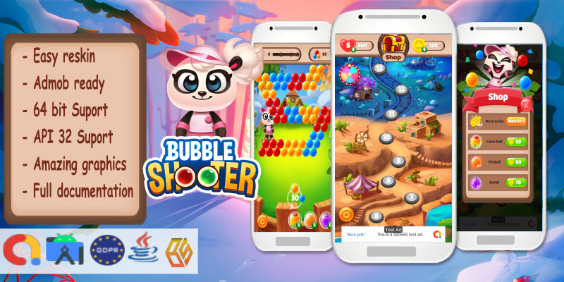 Panda Bubble Shooter Game - Android Studio Project
