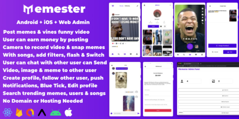 Memester - Memes Video Social  React  App