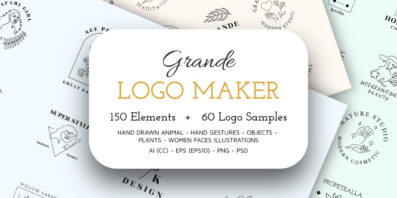 Grande Logo Maker 150 Elements - 60 Logo Templates
