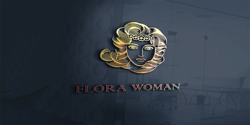 Floral Woman Logo Template For Flowers Shop