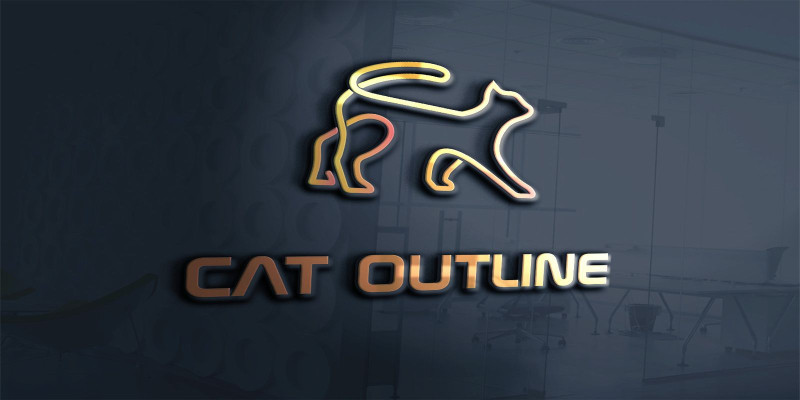 Cat Outline Logo Template For Cats Shop