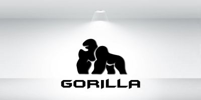 Gorilla Logo Template In Negative Space