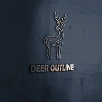 Deer Outline Logo Template One Line Design