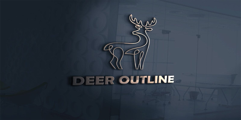 Deer Outline Logo Template One Line Design