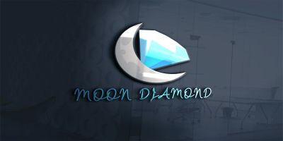 Moon Diamond Logo Template For jewelry And Diamond