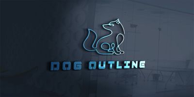 Dog Outline Logo Template For Dogs Shop
