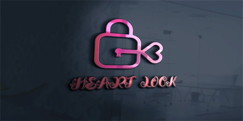 Heart Lock Logo Template For Dating And Chatting