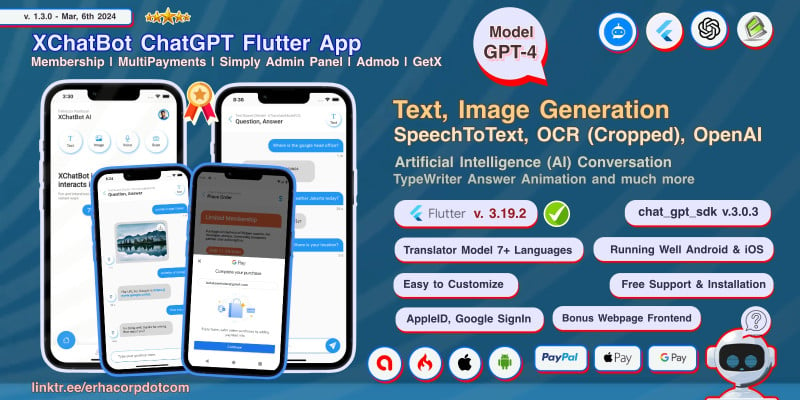 XChatBot ChatGPT OpenAI Flutter App with Admob