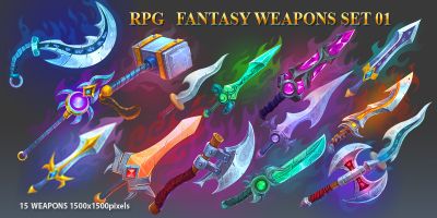 15 RPG Fantasy Weapons Set 01