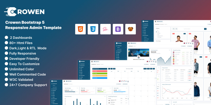 Crowen - Multipurpose Admin Dashboard Template