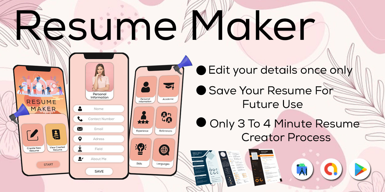 Resume pdf maker cv builder resume builder app by elveeinfotech
