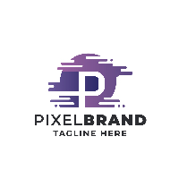 Pixel Brand Letter P Pro Logo Template