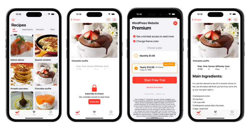 Recipe iOS WordPress App
