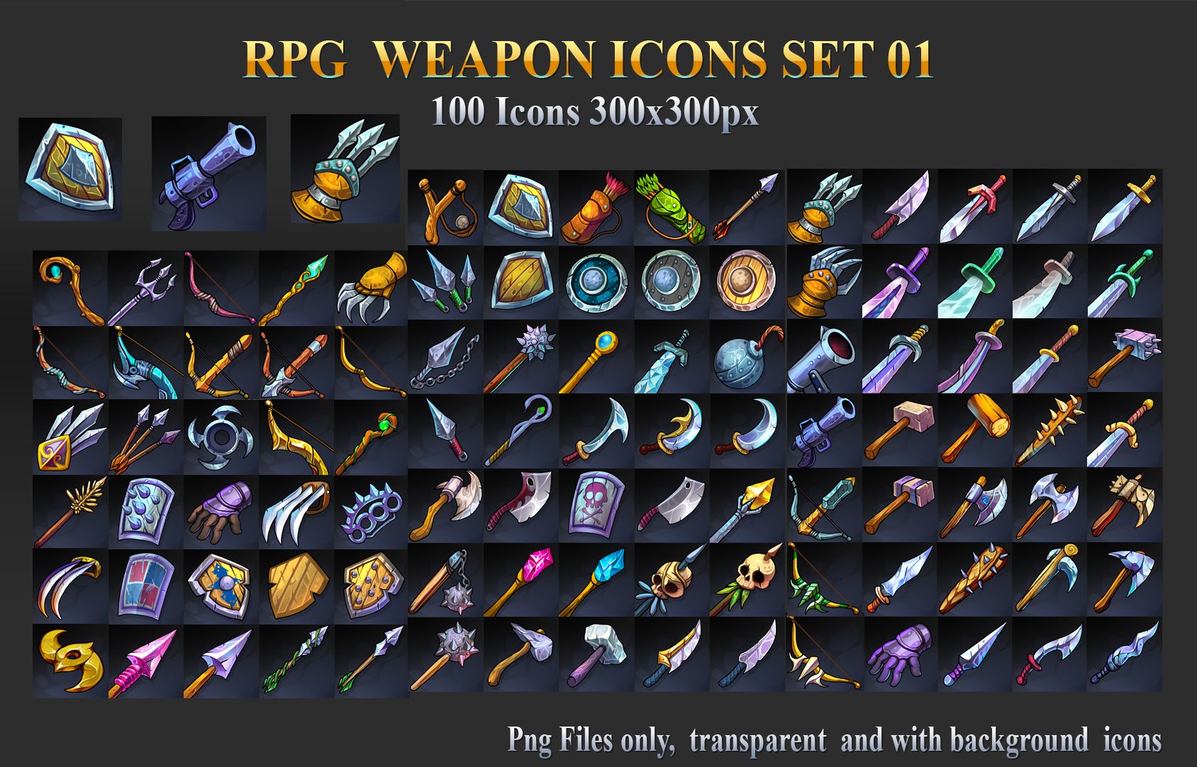 RPG Weapon Icons Set 01 by DionArtworks Codester