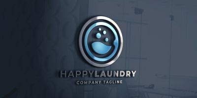 Happy Laundry Pro Logo Template