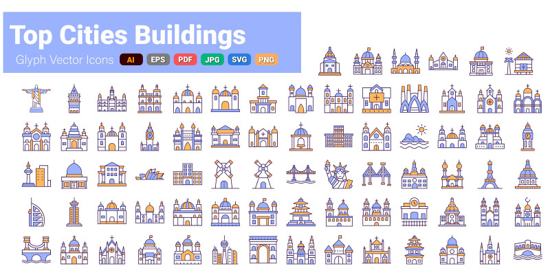 Top Cities Building Icons pack