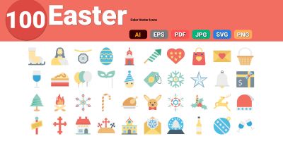 Easter Color Vector Icons Pack