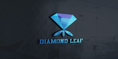 Diamond Leaf Logo Template For Jewelry Shop