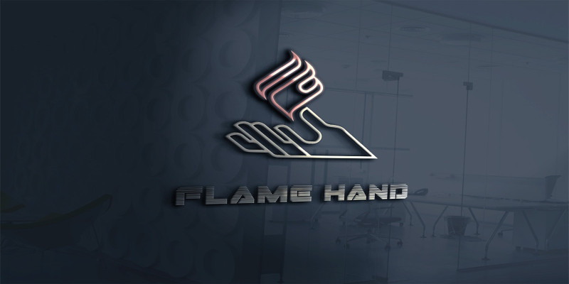 Flame Hand Logo Template With A Glow Around