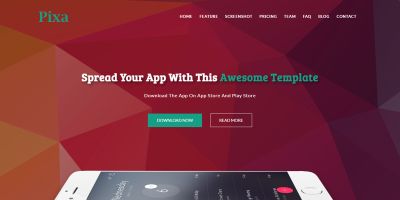 Pixa Mobile App Landing Page Template