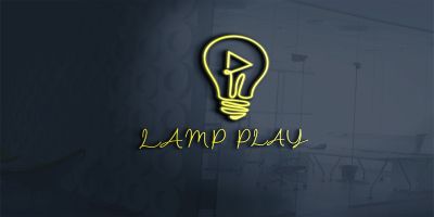Lamp Play Logo Template For Music Player Or Lamp