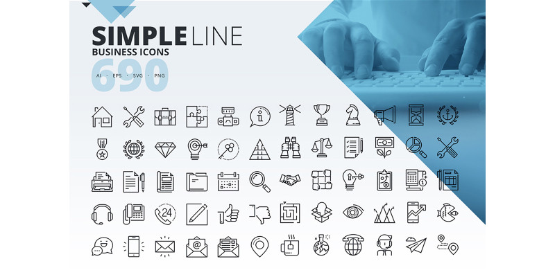 690 Simple Business Line Icons