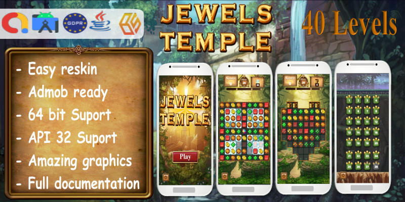 Jewels Temple Quest Clone - Android Match 3 Game 