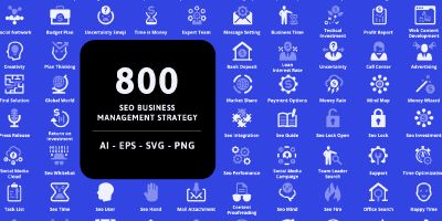 SEO Business Management Strategy Icons