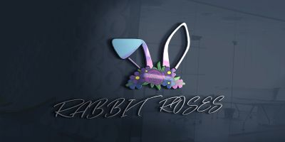 Rabbit Roses Logo Template Can Be Used Everywhere