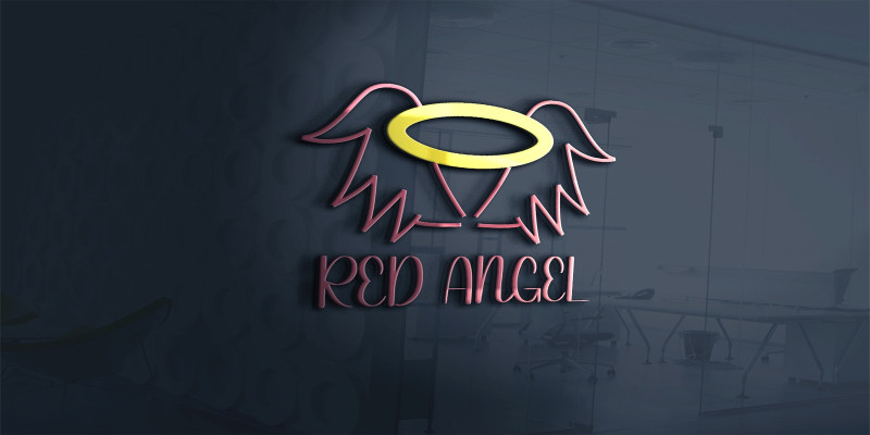 Red Angel Logo Template Design For Any Business