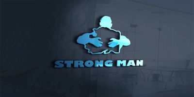 Strong Man Logo Template For Strength Sports Games